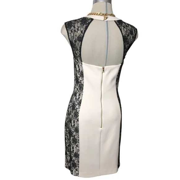 GUESS Gorgeous Ivory black lace elegant cocktail dress Size 12 - Picture 2 of 13